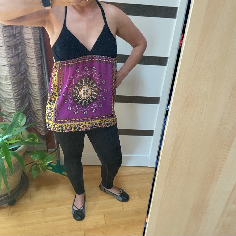 Mimo Fresh & Sweet halter bandana patterned sheer bottom summer top tank